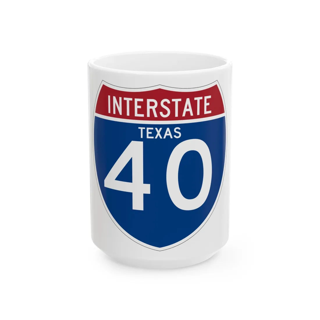 I-40 TX (Texas) (Road Sign) White Coffee Mug 15oz - Go Mug Yourself