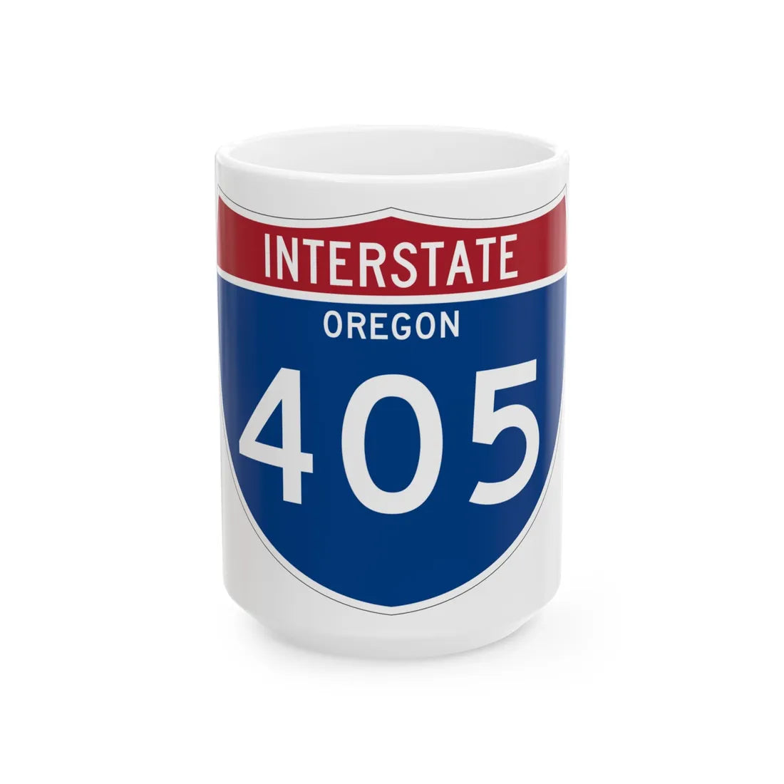 I-405 OR Metric (Oregon) (Road Sign) White Coffee Mug 15oz - Go Mug Yourself