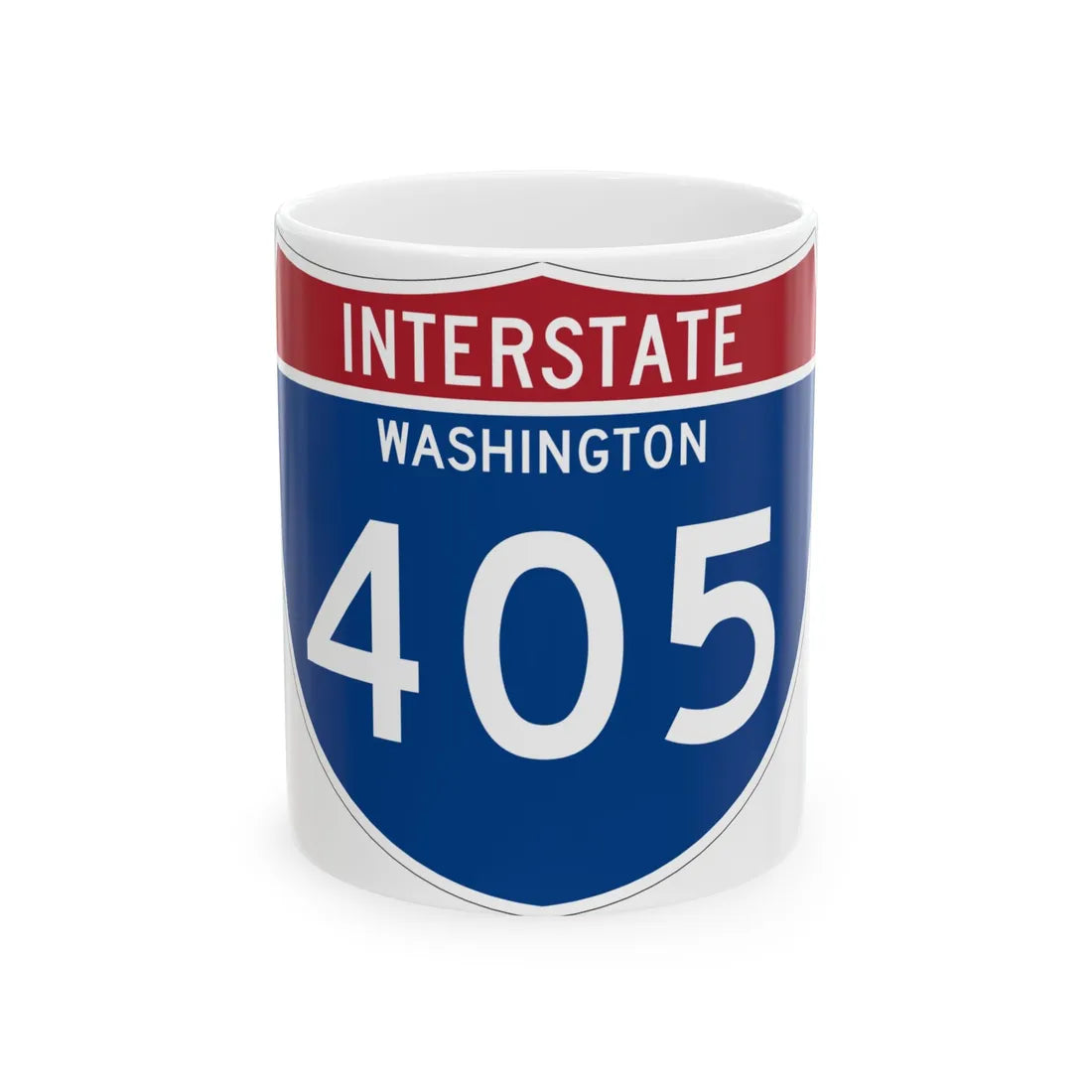 I-405 WA Metric (Washington) (Road Sign) White Coffee Mug 11oz - Go Mug Yourself