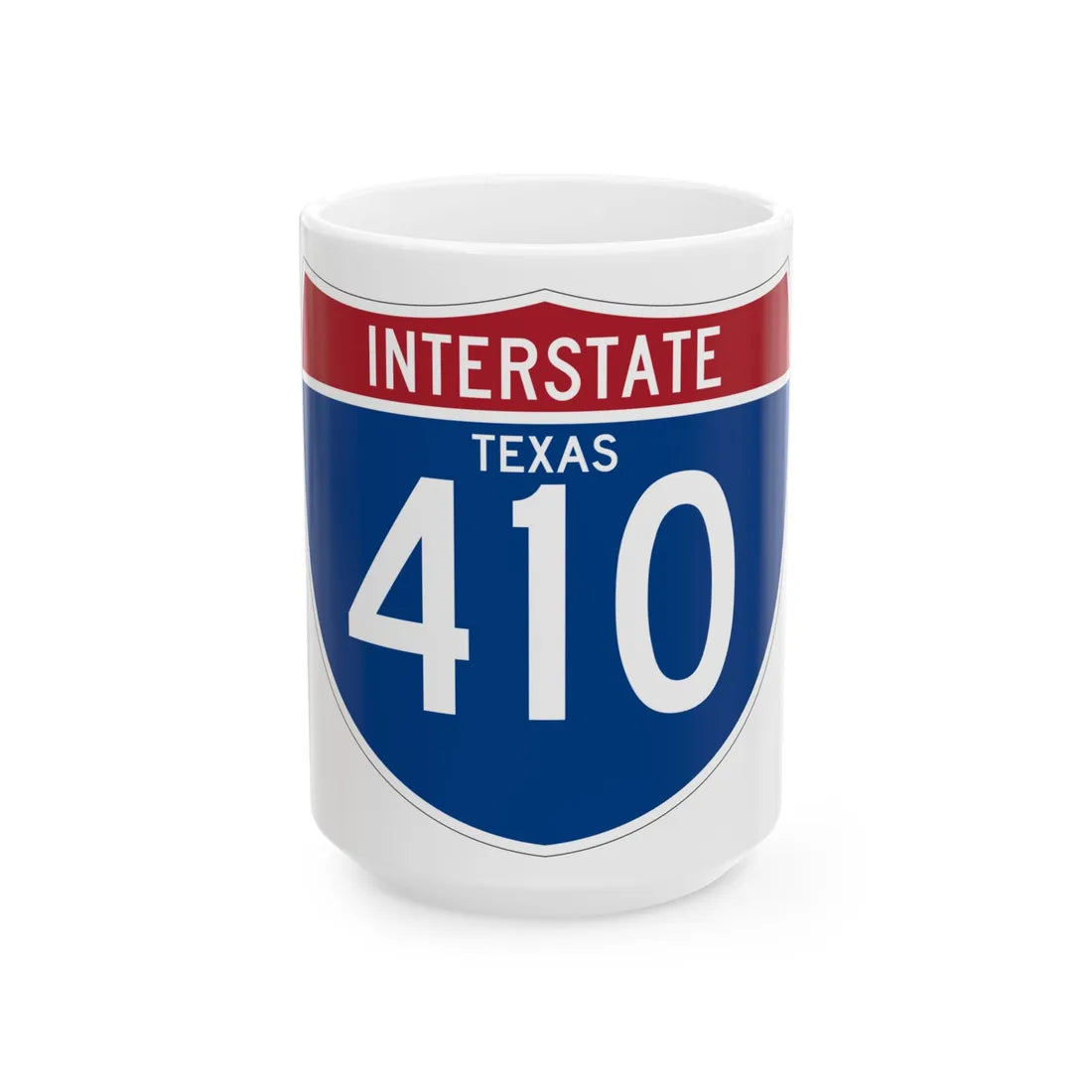I-410 TX (Texas) (Road Sign) White Coffee Mug 15oz - Go Mug Yourself
