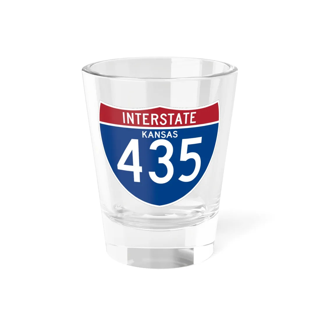 I-435 KS (Kansas) (Road Sign) Shot Glass 1.5oz 1.5oz - Go Mug Yourself