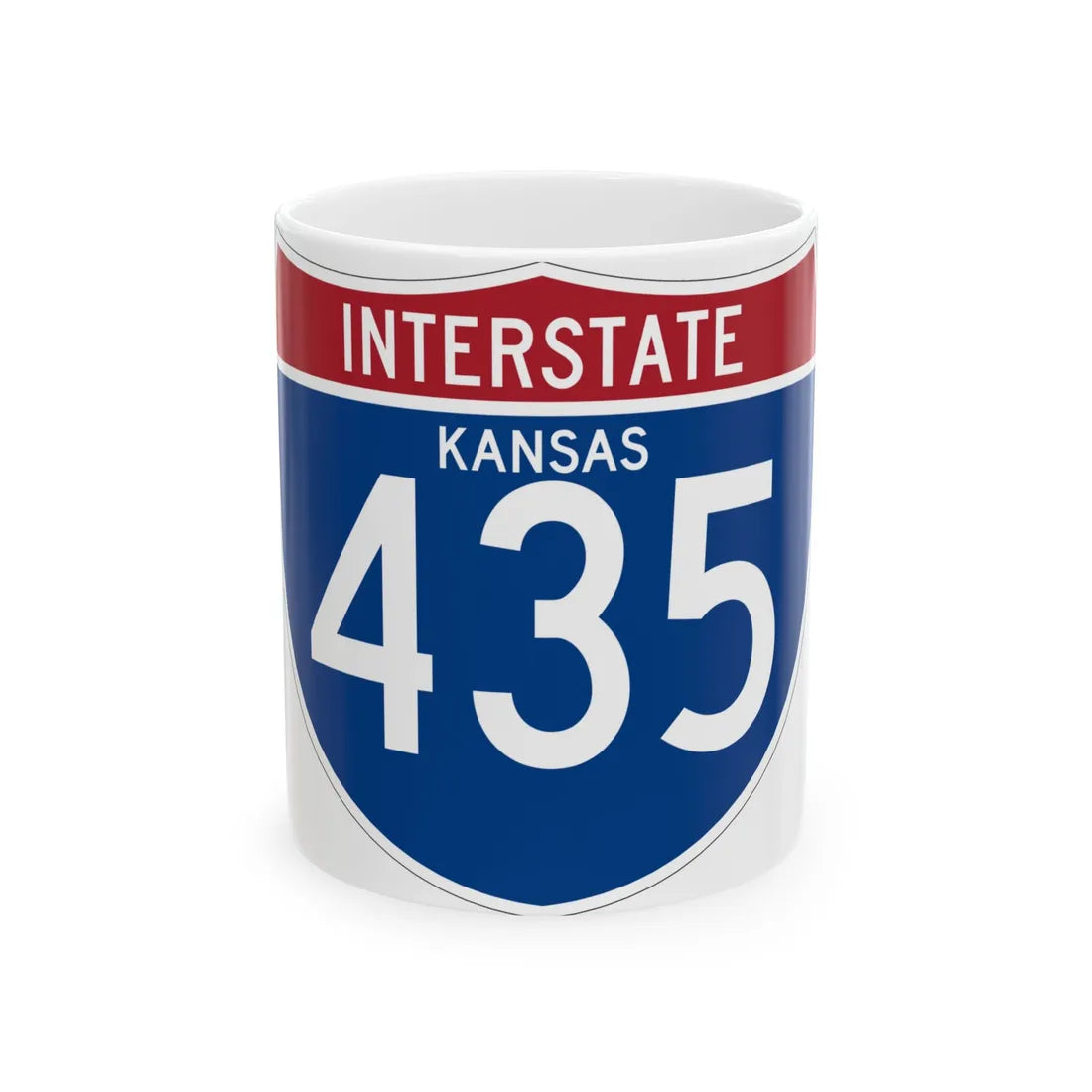 I-435 KS (Kansas) (Road Sign) White Coffee Mug 11oz - Go Mug Yourself