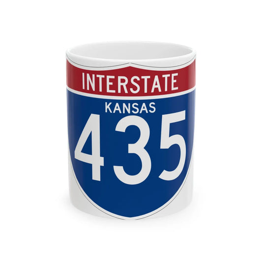 I-435 KS (Kansas) (Road Sign) White Coffee Mug 11oz - Go Mug Yourself
