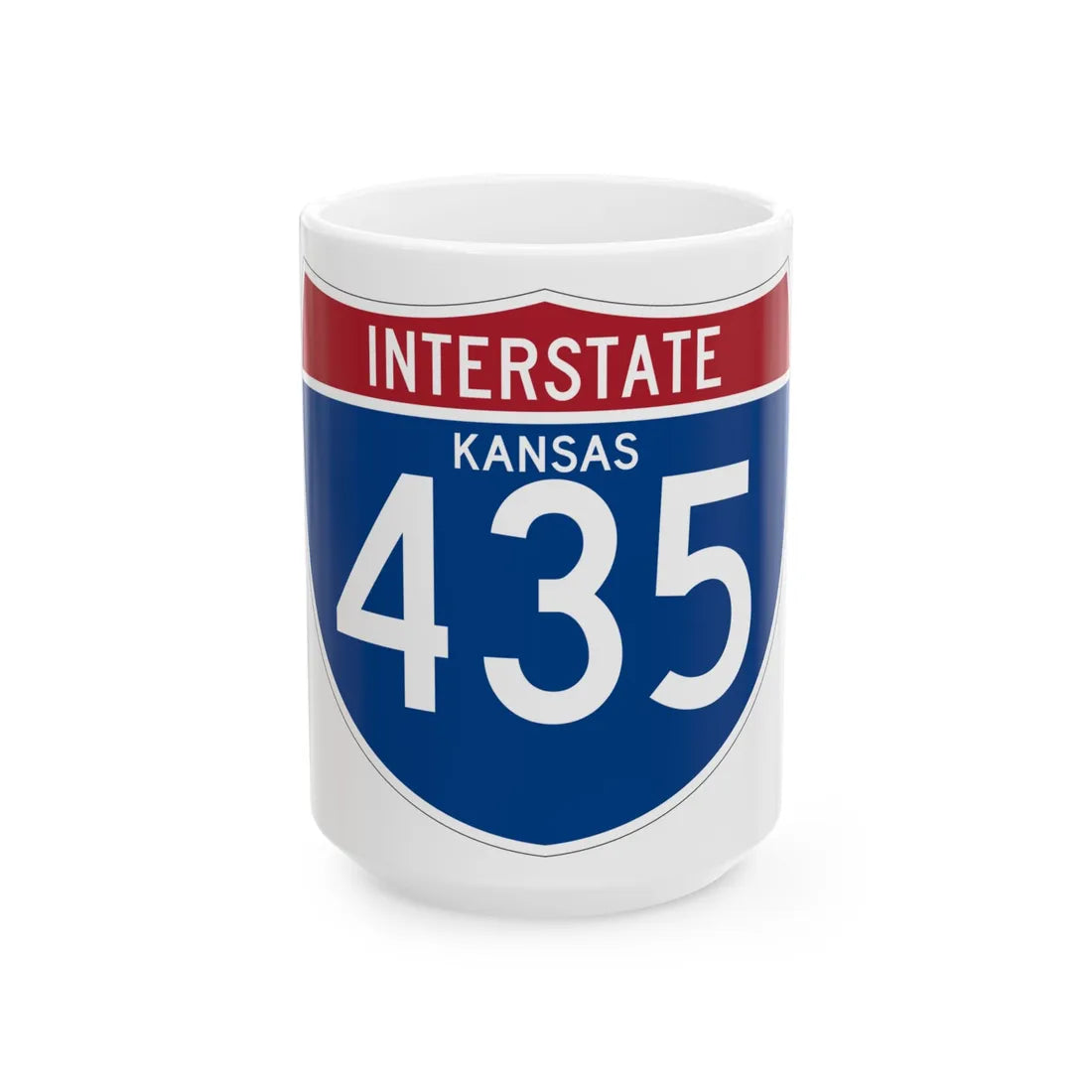 I-435 KS (Kansas) (Road Sign) White Coffee Mug 15oz - Go Mug Yourself