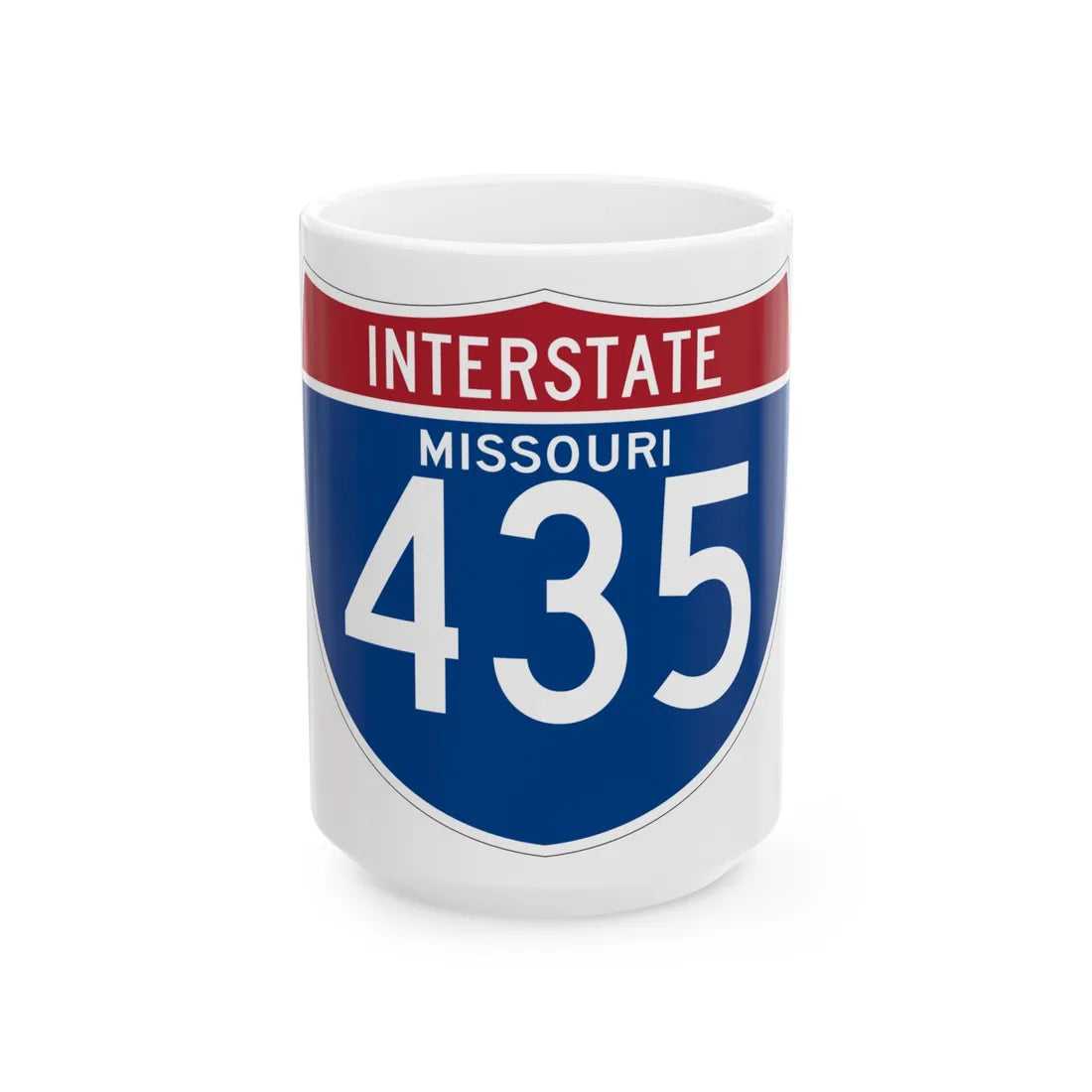 I-435 MO (Missouri) (Road Sign) White Coffee Mug 15oz - Go Mug Yourself