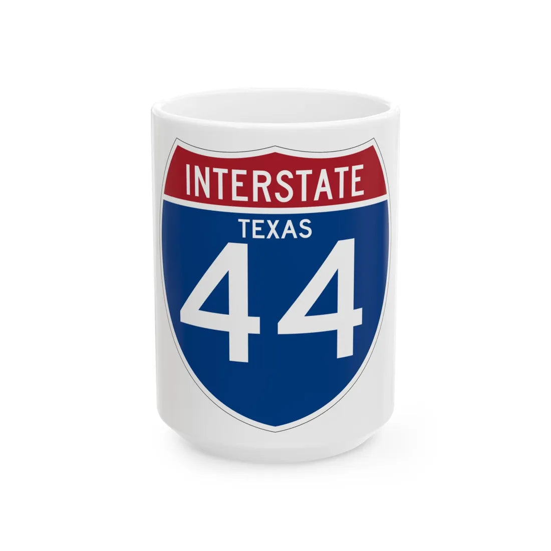 I-44 TX (Texas) (Road Sign) White Coffee Mug 15oz - Go Mug Yourself