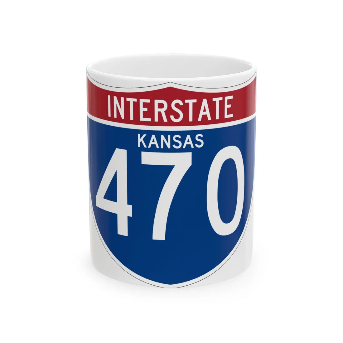 I-470 KS (Kansas) (Road Sign) White Coffee Mug 11oz - Go Mug Yourself