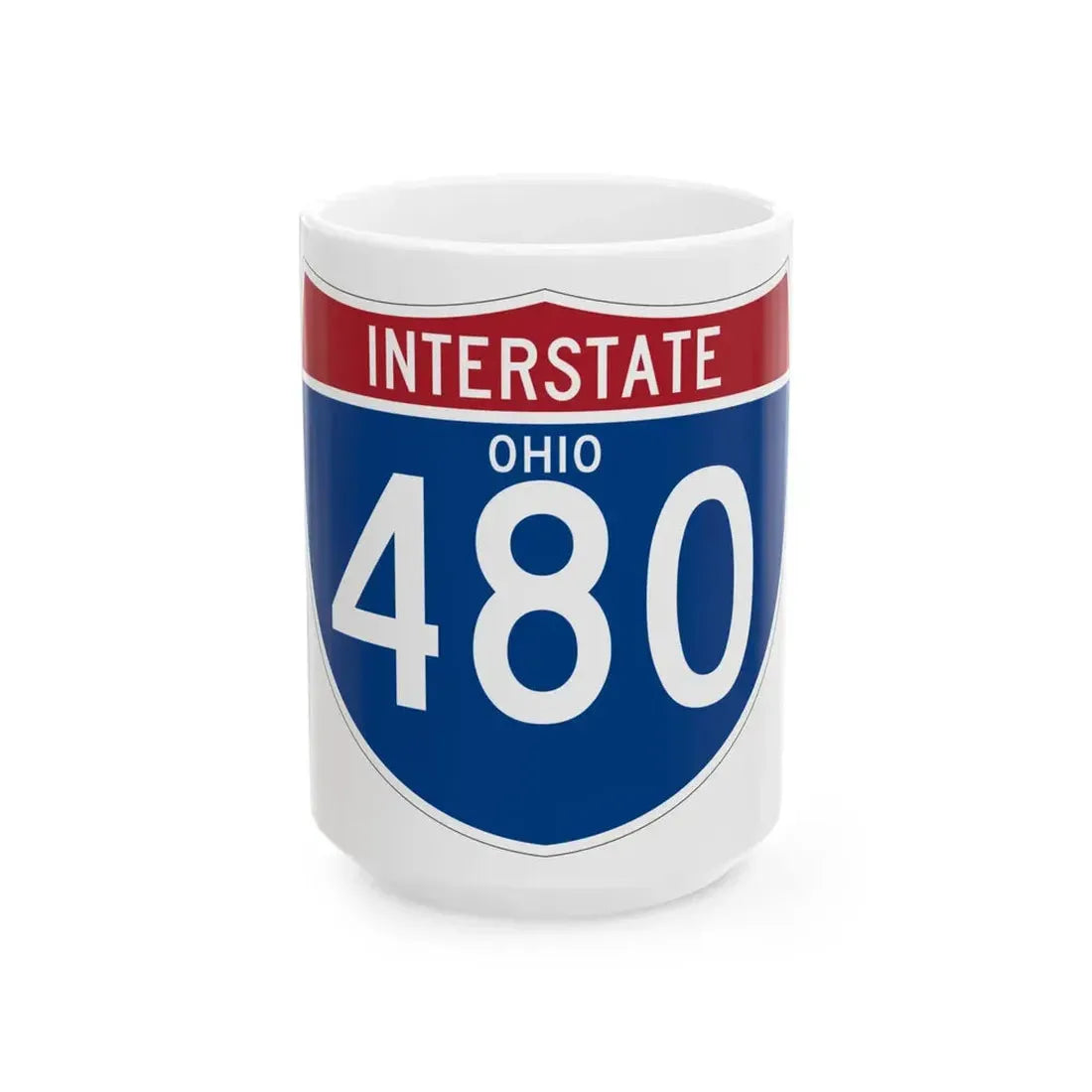 I-480 OH (Ohio) (Road Sign) White Coffee Mug 15oz - Go Mug Yourself