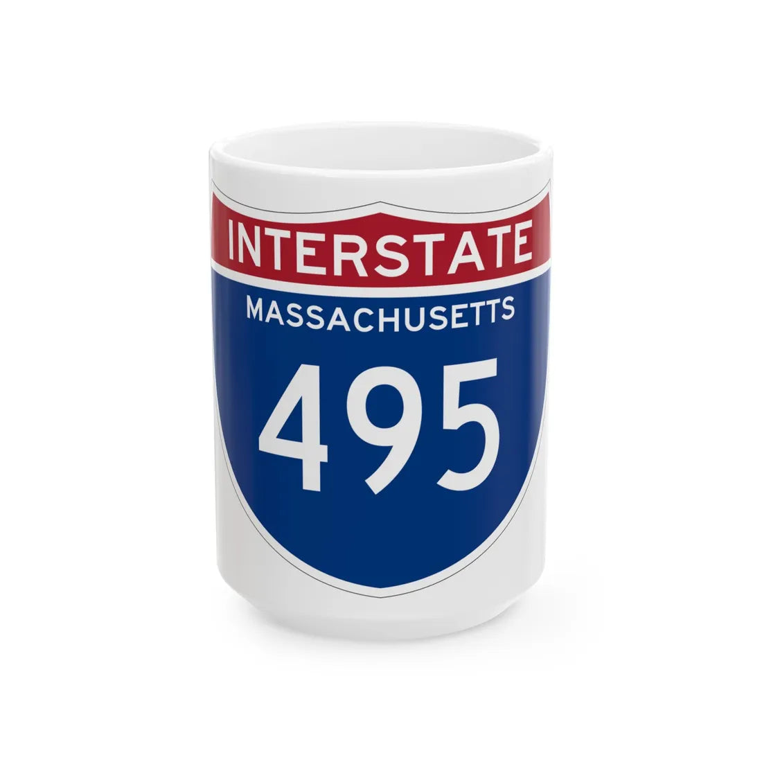 I-495 MA (Massachusetts) (Road Sign) White Coffee Mug 15oz - Go Mug Yourself