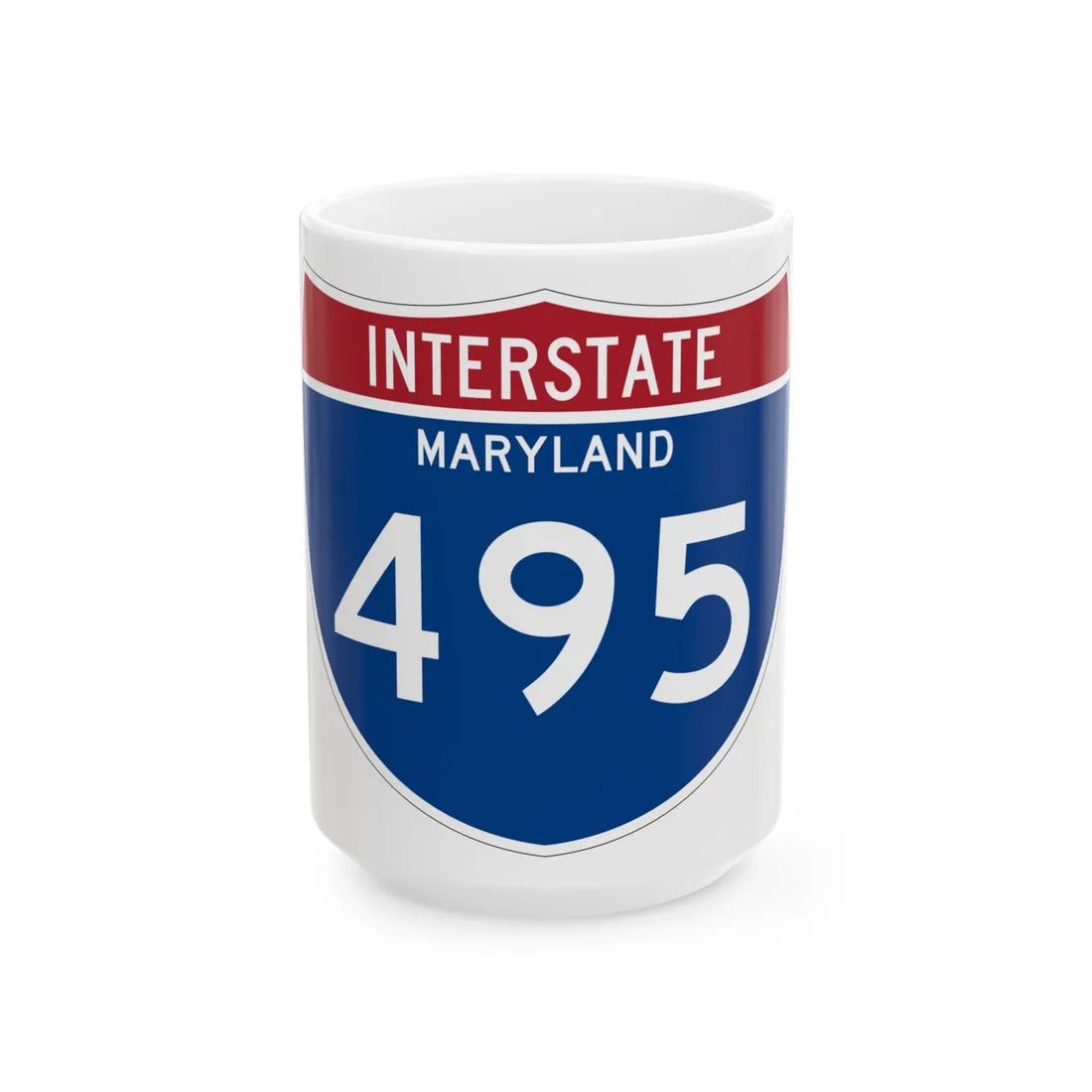 I-495 MD Metric (Maryland) (Road Sign) White Coffee Mug 15oz - Go Mug Yourself