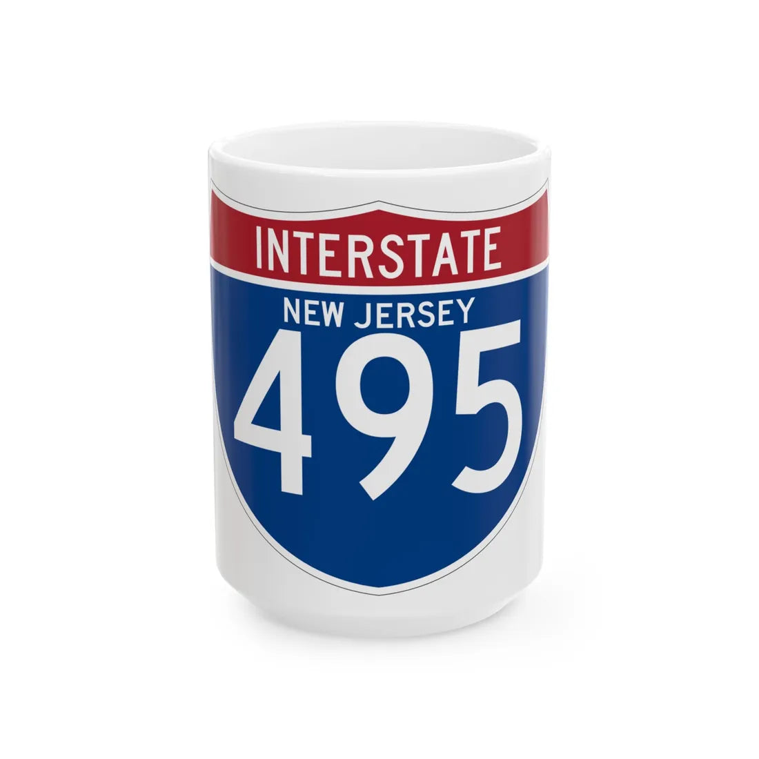 I-495 NJ (New Jersey) (Road Sign) White Coffee Mug 15oz - Go Mug Yourself