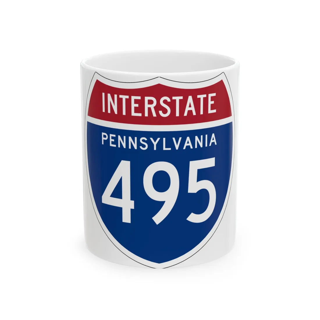 I-495 PA 1957 (Pennsylvania) (Road Sign) White Coffee Mug 11oz - Go Mug Yourself