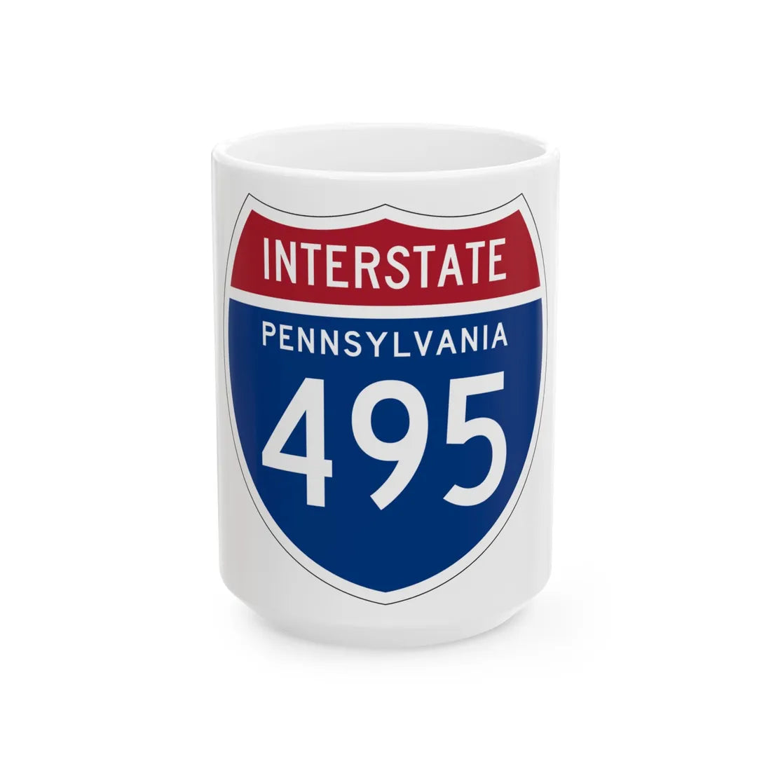 I-495 PA 1957 (Pennsylvania) (Road Sign) White Coffee Mug 15oz - Go Mug Yourself