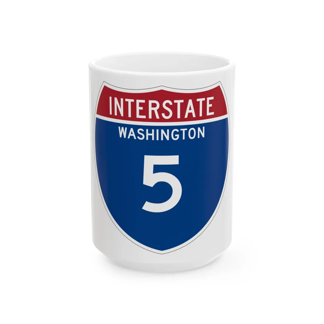 I-5 WA Metric (Washington) (Road Sign) White Coffee Mug 15oz - Go Mug Yourself