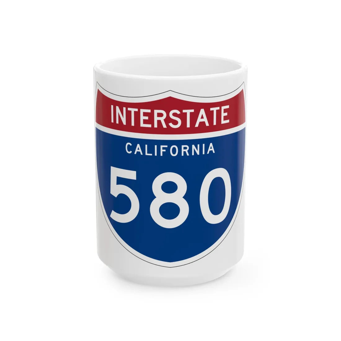 I-580 CA (California) (Road Sign) White Coffee Mug 15oz - Go Mug Yourself