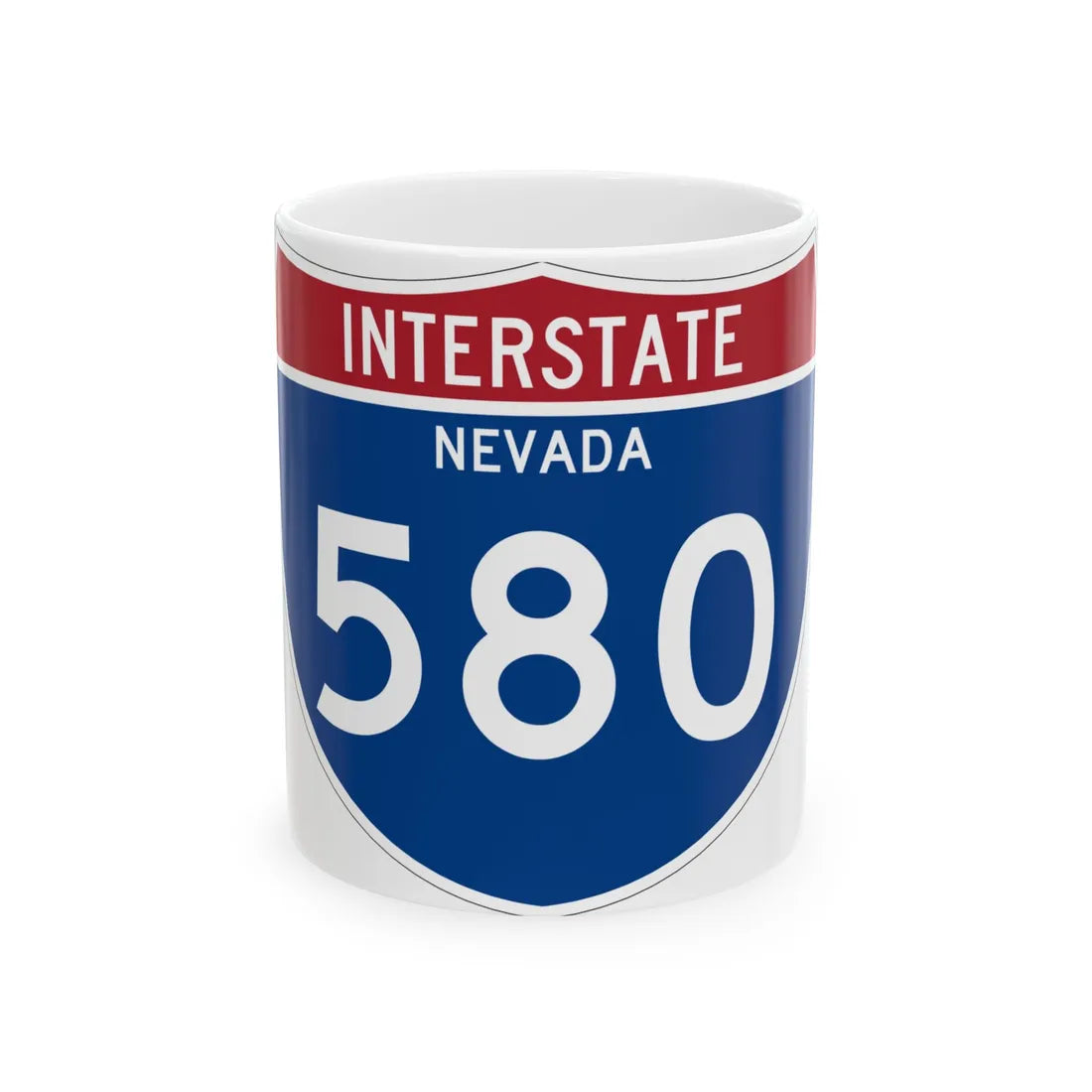 I-580 NV Metric (Nevada) (Road Sign) White Coffee Mug 11oz - Go Mug Yourself