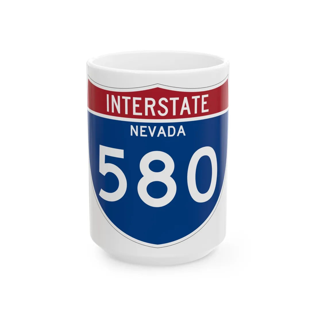 I-580 NV Metric (Nevada) (Road Sign) White Coffee Mug 15oz - Go Mug Yourself