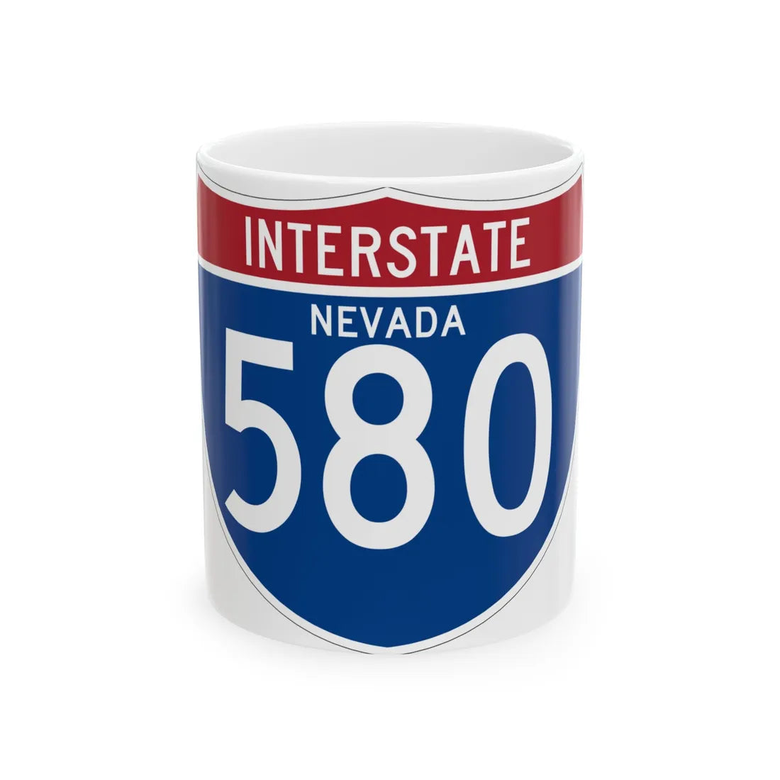 I-580 NV (Nevada) (Road Sign) White Coffee Mug 11oz - Go Mug Yourself