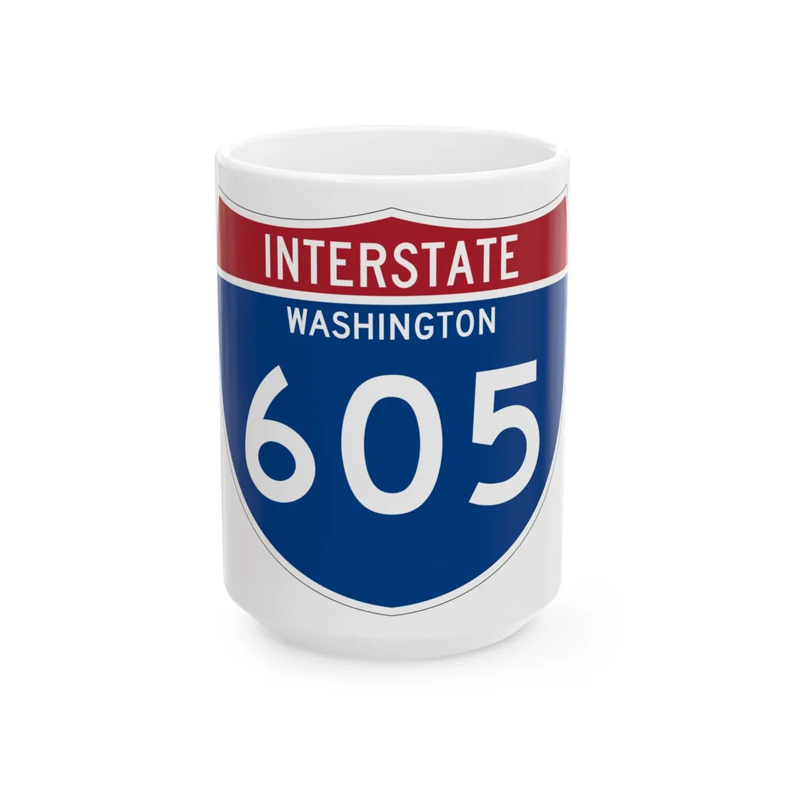 I-605 WA Metric (Washington) (Road Sign) White Coffee Mug 15oz - Go Mug Yourself
