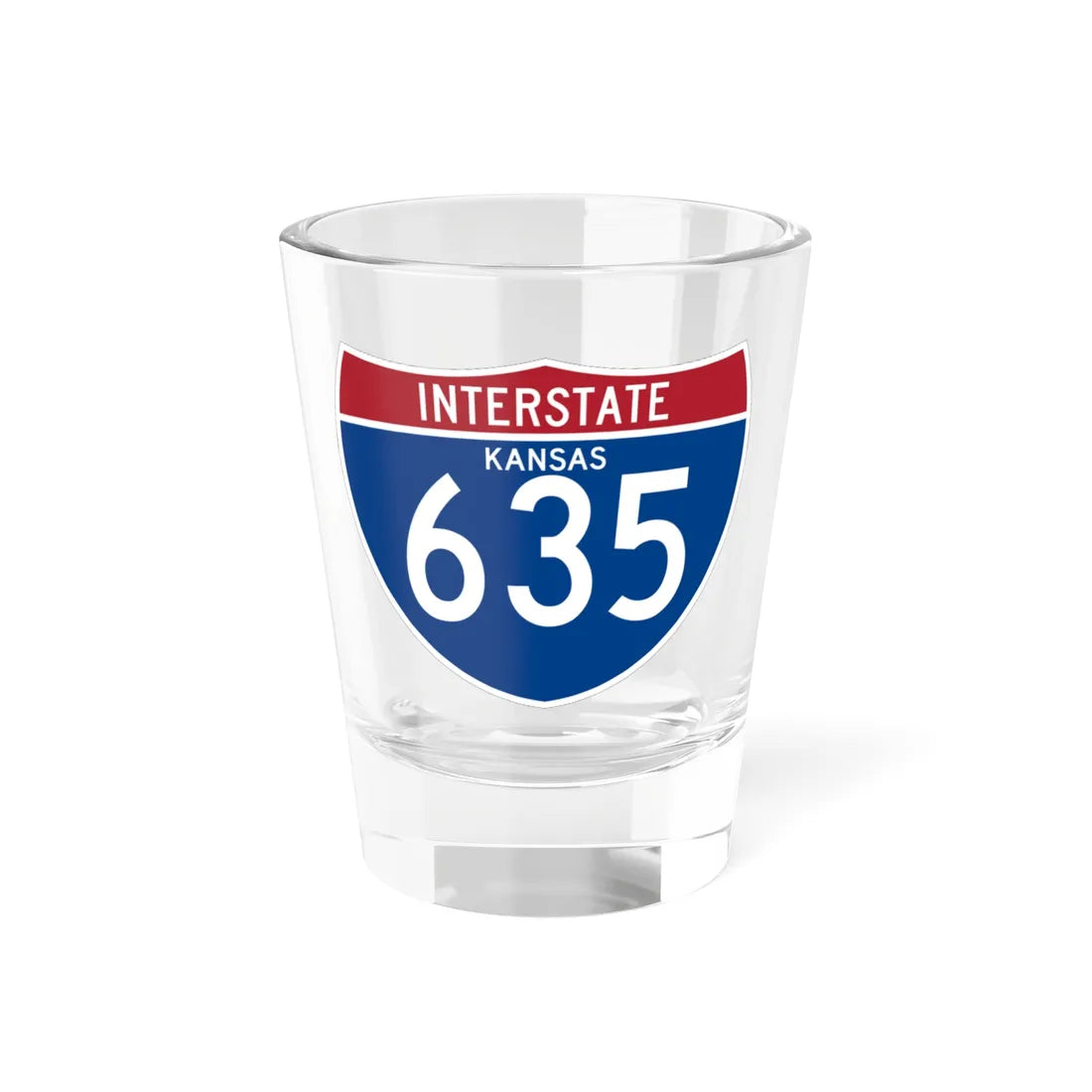 I-635 KS (Kansas) (Road Sign) Shot Glass 1.5oz 1.5oz - Go Mug Yourself