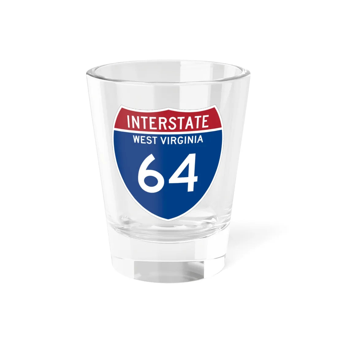 I-64 WV Metric (Virginia) (Road Sign) Shot Glass 1.5oz 1.5oz - Go Mug Yourself