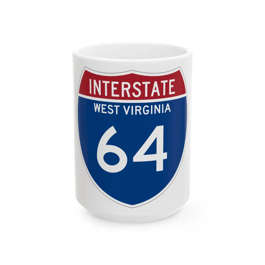I-64 WV Metric (Virginia) (Road Sign) White Coffee Mug 15oz - Go Mug Yourself
