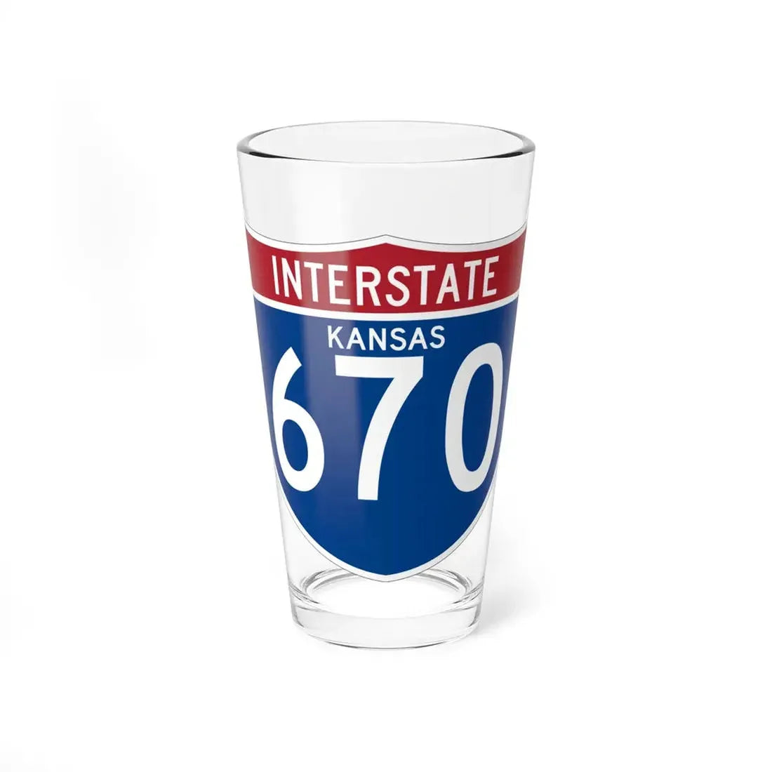 I-670 KS (Kansas) (Road Sign) Pint Glss 16oz 16oz - Go Mug Yourself