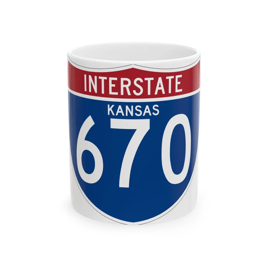 I-670 KS (Kansas) (Road Sign) White Coffee Mug 11oz - Go Mug Yourself