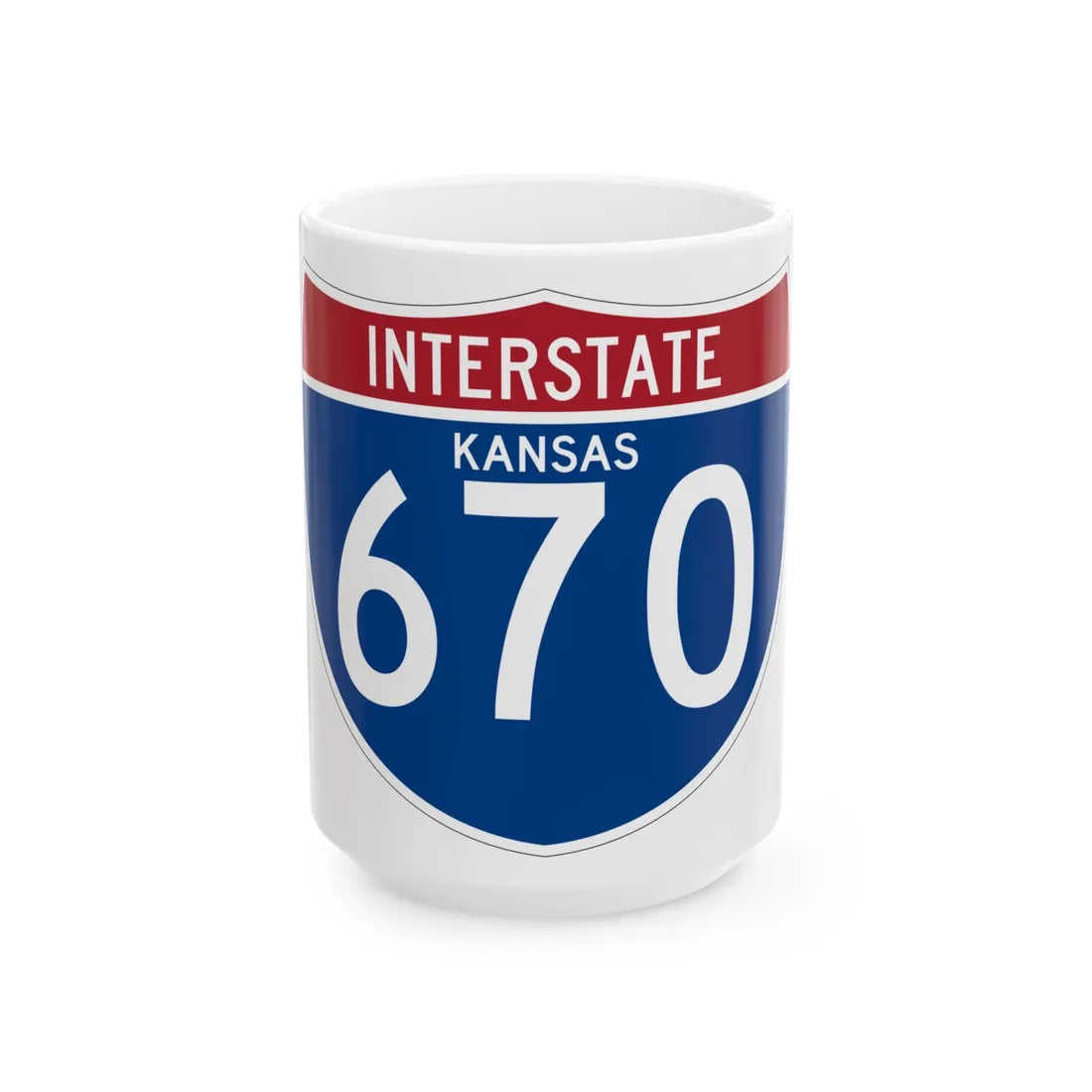I-670 KS (Kansas) (Road Sign) White Coffee Mug 15oz - Go Mug Yourself