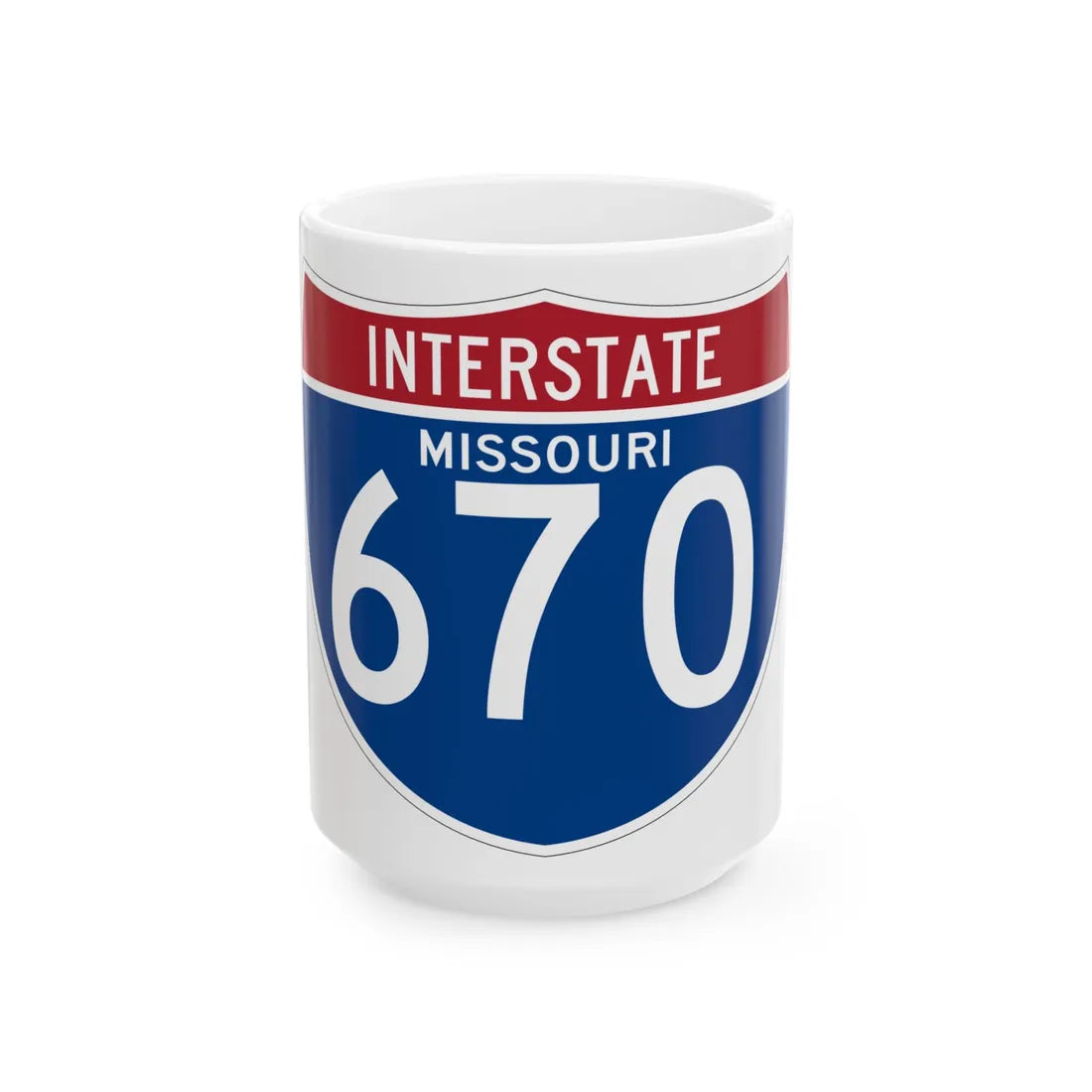 I-670 MO (Missouri) (Road Sign) White Coffee Mug 15oz - Go Mug Yourself