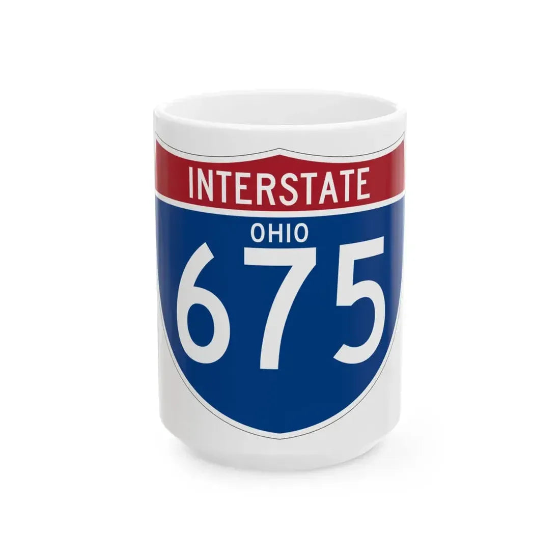 I-675 OH (Ohio) (Road Sign) White Coffee Mug 15oz - Go Mug Yourself