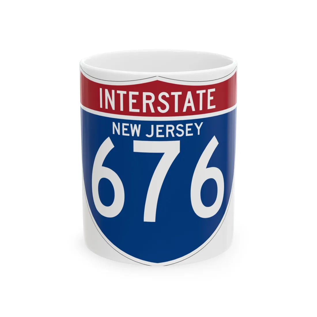 I-676 NJ (New Jersey) (Road Sign) White Coffee Mug 11oz - Go Mug Yourself