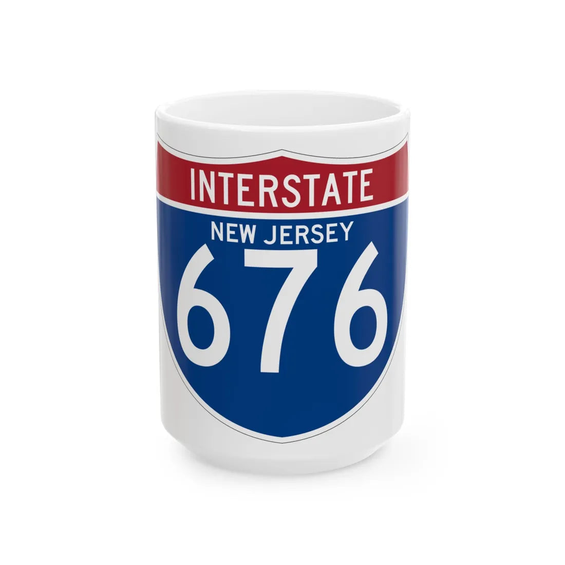 I-676 NJ (New Jersey) (Road Sign) White Coffee Mug 15oz - Go Mug Yourself