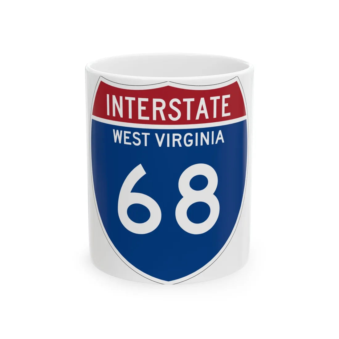 I-68 WV Metric (Virginia) (Road Sign) White Coffee Mug 11oz - Go Mug Yourself