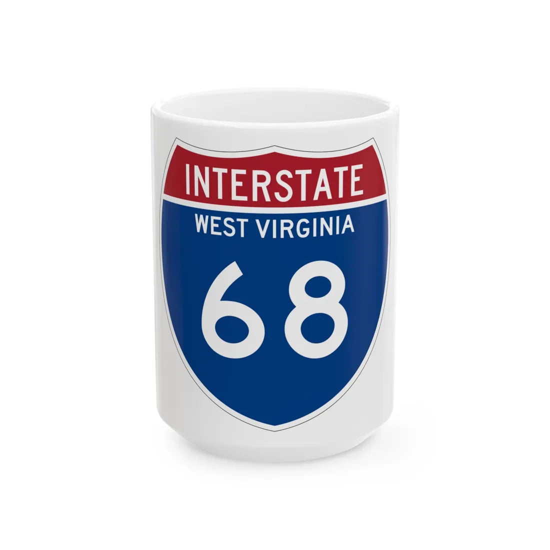 I-68 WV Metric (Virginia) (Road Sign) White Coffee Mug 15oz - Go Mug Yourself