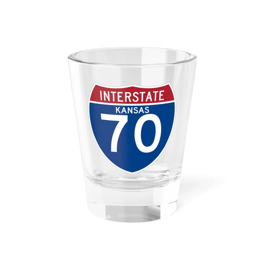 I-70 KS (Kansas) (Road Sign) Shot Glass 1.5oz 1.5oz - Go Mug Yourself