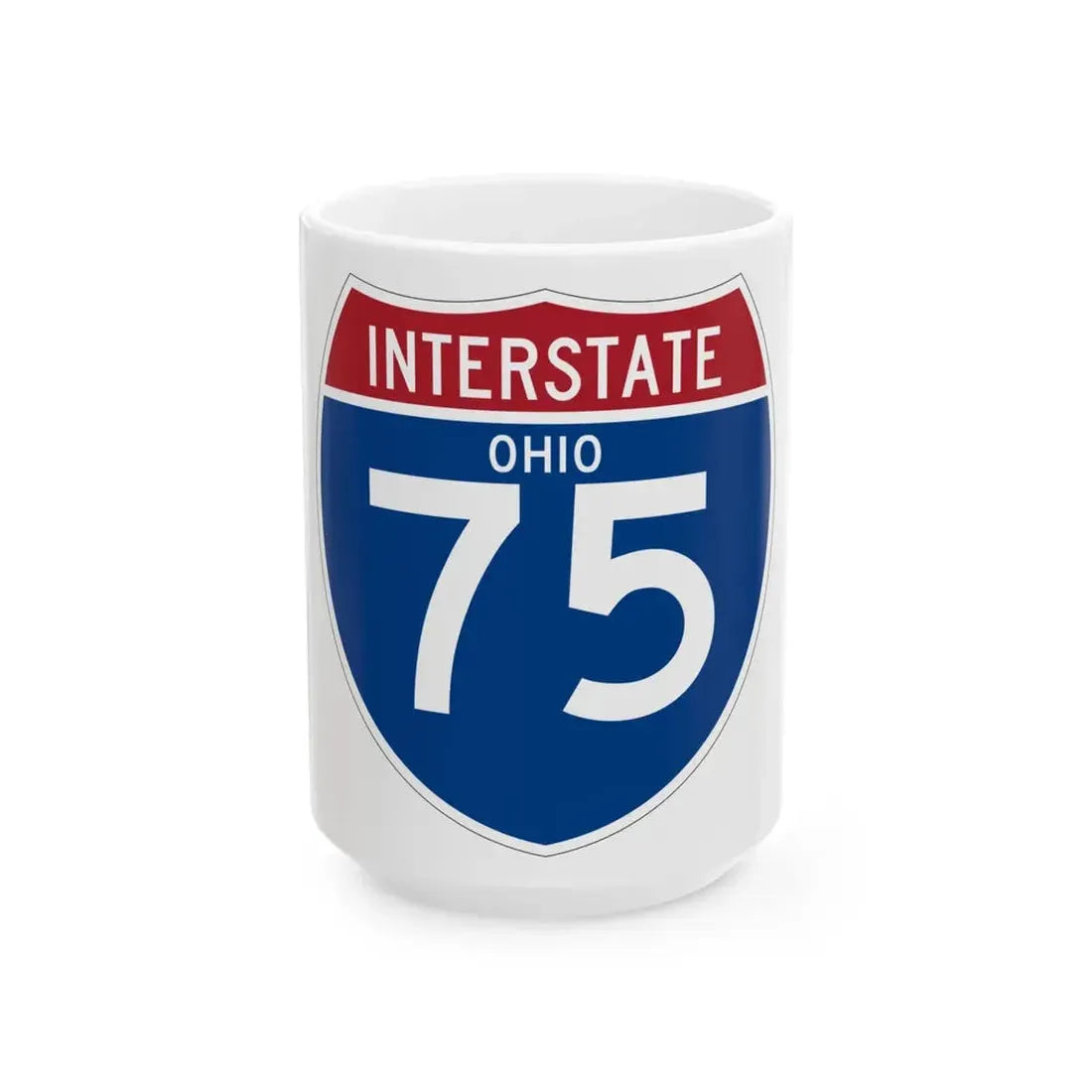 I-75 OH (Ohio) (Road Sign) White Coffee Mug 15oz - Go Mug Yourself