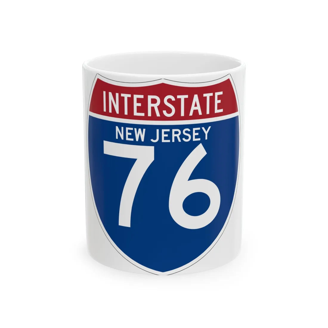 I-76 NJ (New Jersey) (Road Sign) White Coffee Mug 11oz - Go Mug Yourself