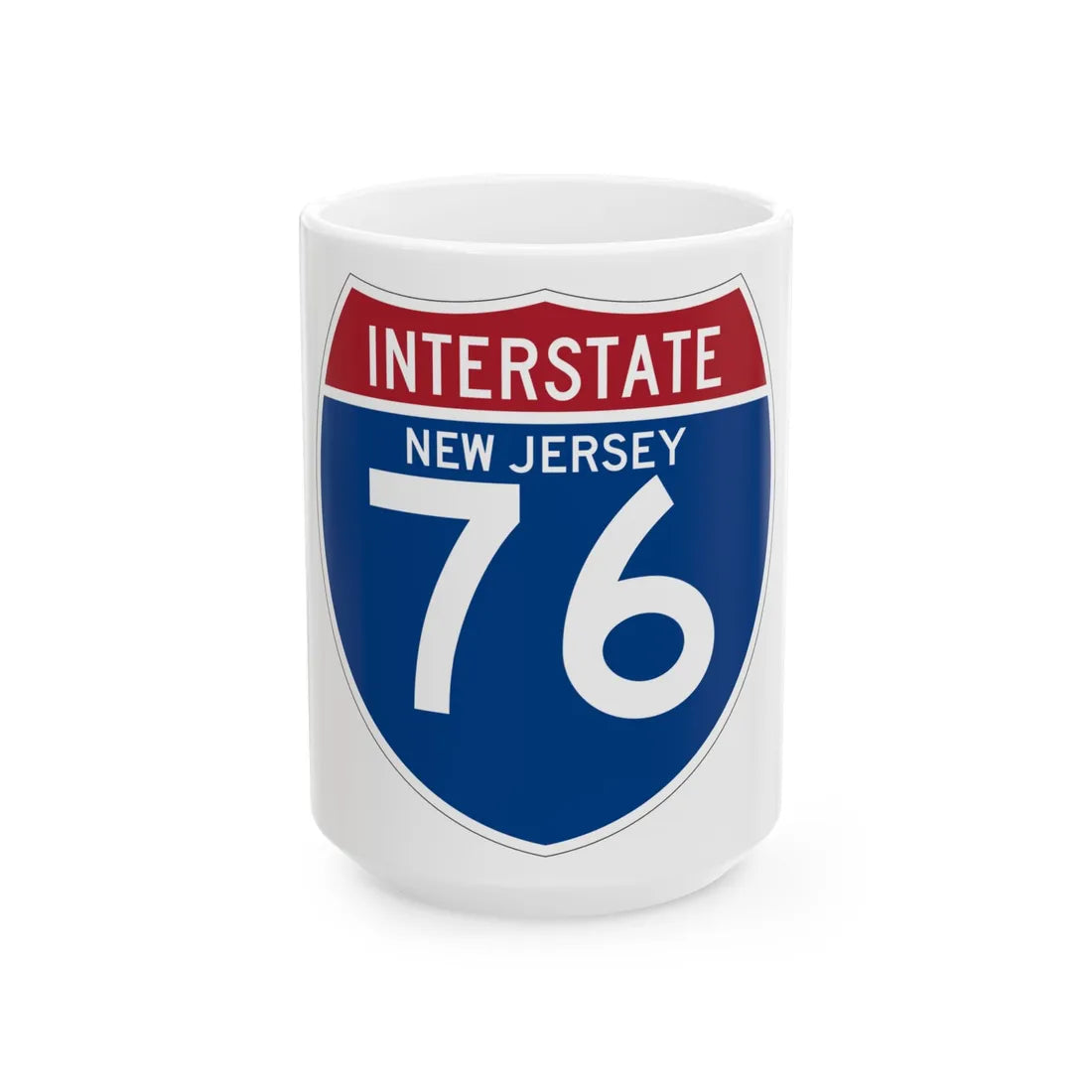 I-76 NJ (New Jersey) (Road Sign) White Coffee Mug 15oz - Go Mug Yourself