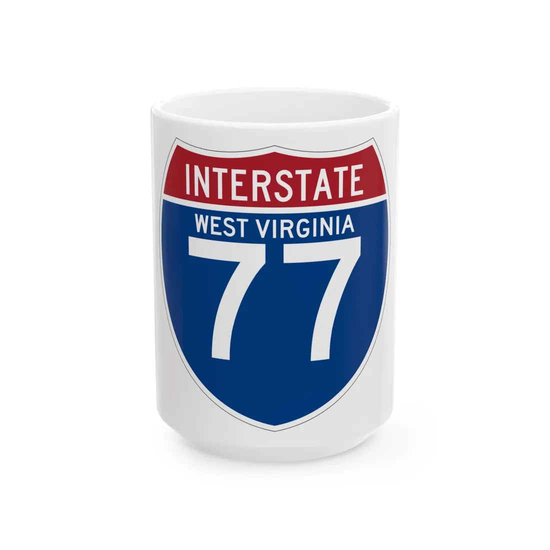 I-77 WV (Virginia) (Road Sign) White Coffee Mug 15oz - Go Mug Yourself