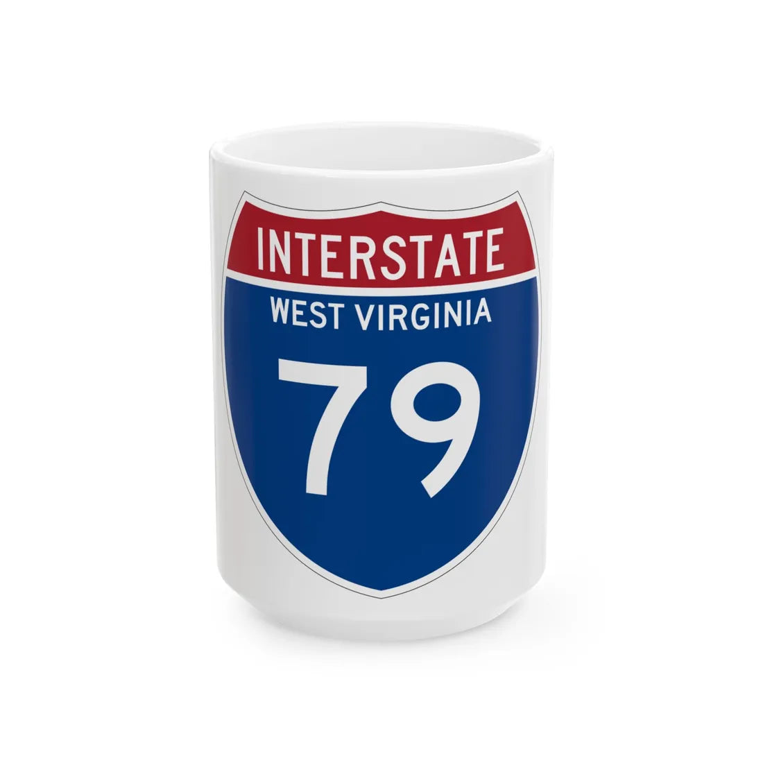 I-79 WV Metric (Virginia) (Road Sign) White Coffee Mug 15oz - Go Mug Yourself