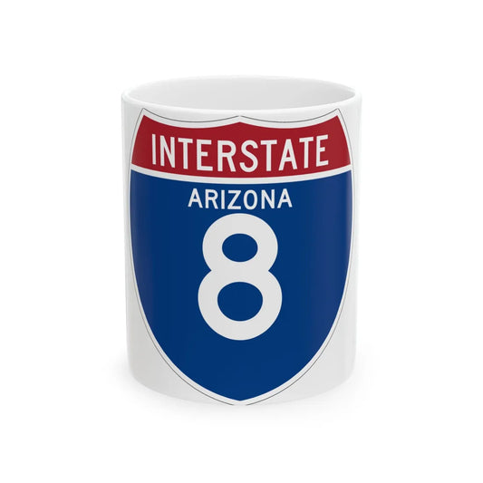 I-8 AZ (Arizona) (Road Sign) White Coffee Mug 11oz - Go Mug Yourself