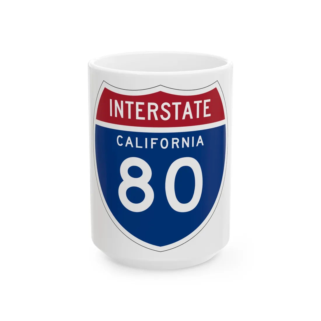 I-80 CA (California) (Road Sign) White Coffee Mug 15oz - Go Mug Yourself