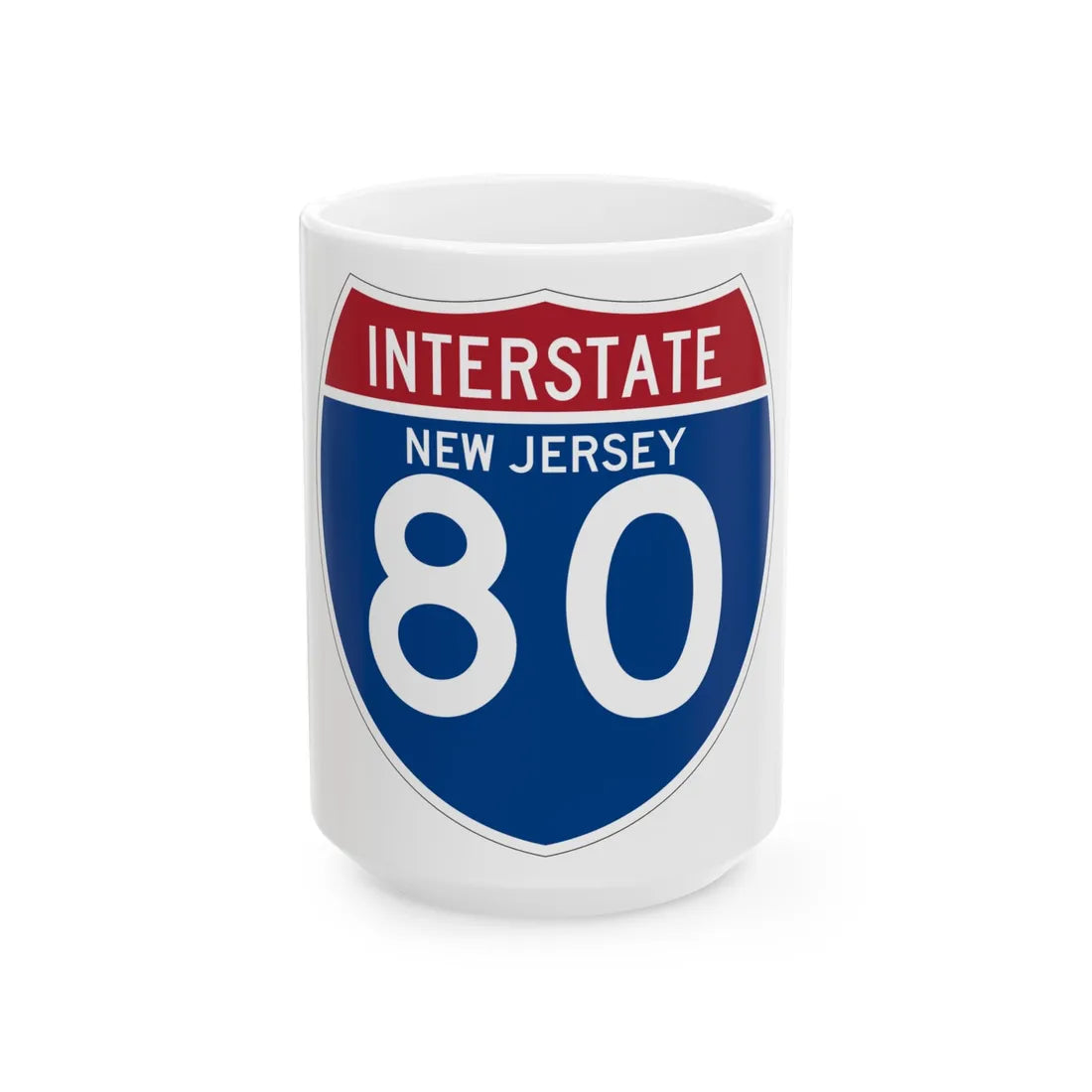 I-80 NJ (New Jersey) (Road Sign) White Coffee Mug 15oz - Go Mug Yourself
