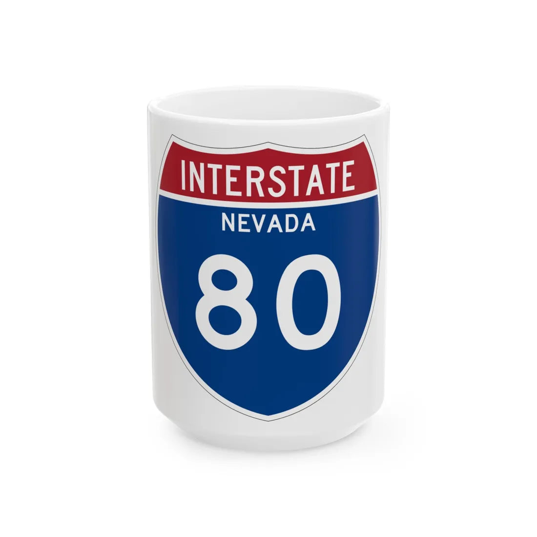 I-80 NV Metric (Nevada) (Road Sign) White Coffee Mug 15oz - Go Mug Yourself
