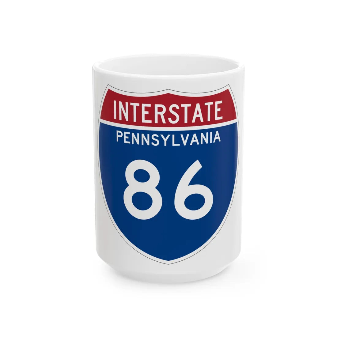 I-86 PA Metric (Pennsylvania) (Road Sign) White Coffee Mug 15oz - Go Mug Yourself