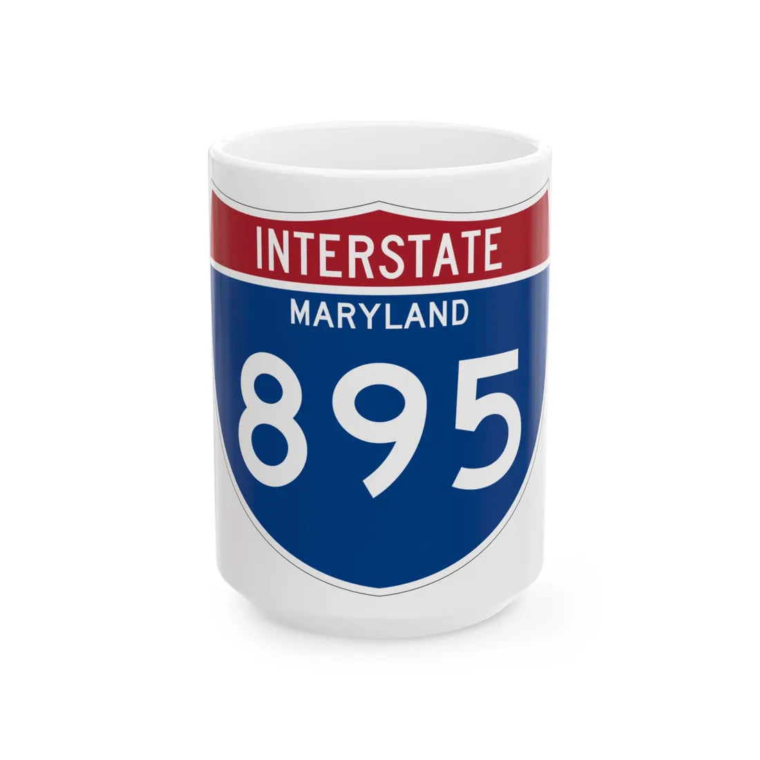 I-895 MD Metric (Maryland) (Road Sign) White Coffee Mug 15oz - Go Mug Yourself