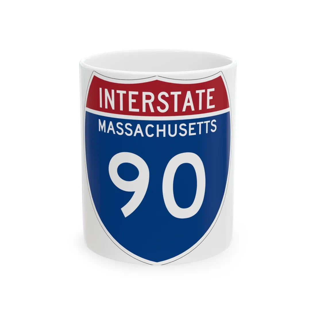 I-90 MA Metric (Massachusetts) (Road Sign) White Coffee Mug 11oz - Go Mug Yourself