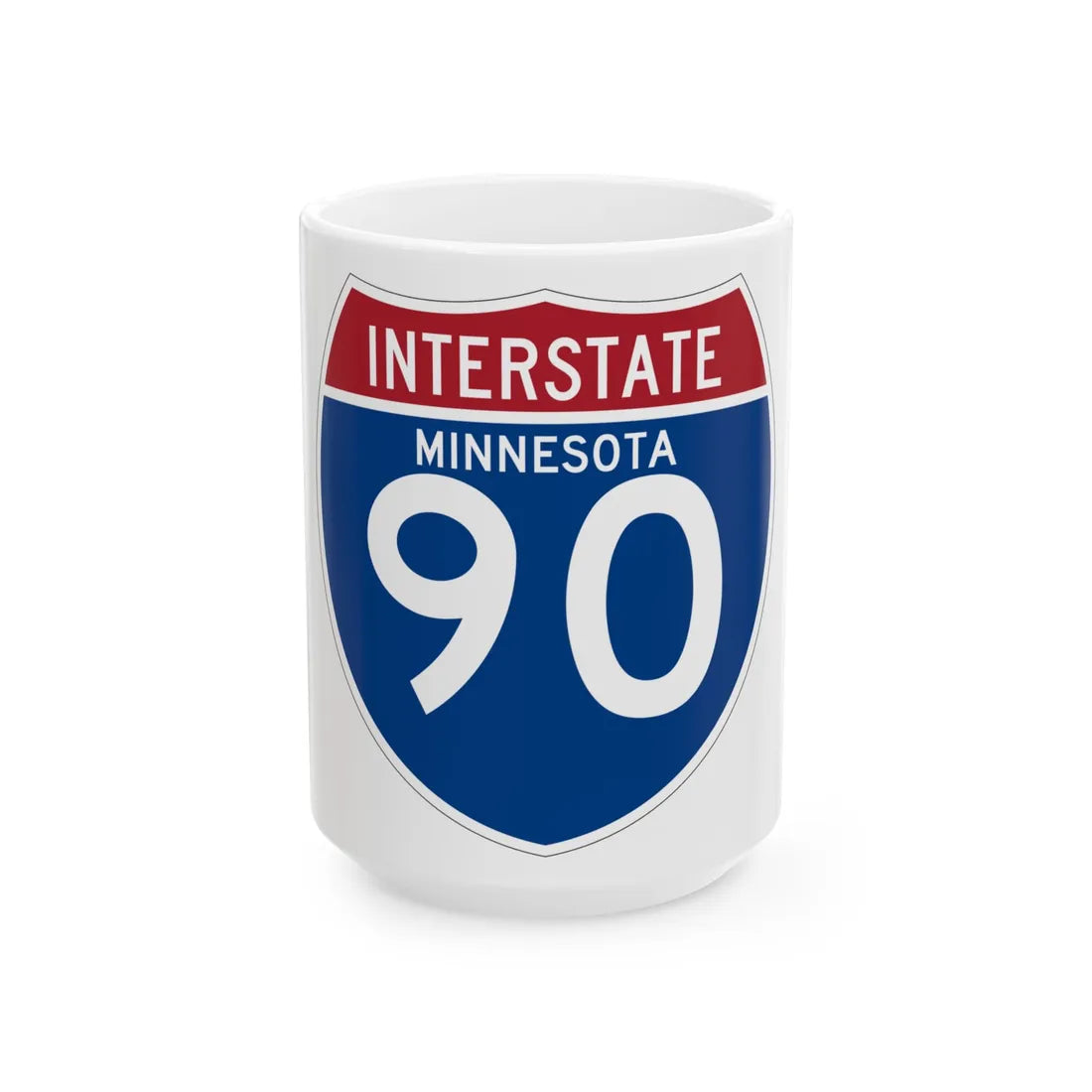 I-90 MN (Minnesota) (Road Sign) White Coffee Mug 15oz - Go Mug Yourself