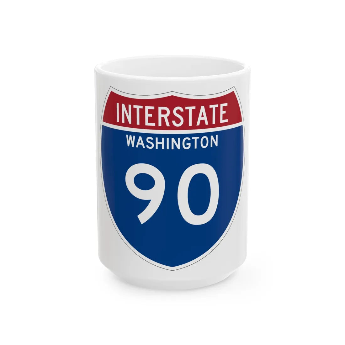 I-90 WA Metric (Washington) (Road Sign) White Coffee Mug 15oz - Go Mug Yourself